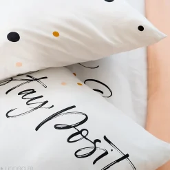 Parure de lit 240x220 cm microfibre POSITIVE blanc 3 pièces