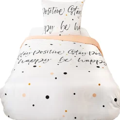 Parure de lit 140x200 cm microfibre POSITIVE blanc 2 pièces