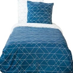 Parure de lit 140x200 cm microfibre LIST bleu 2 pièces
