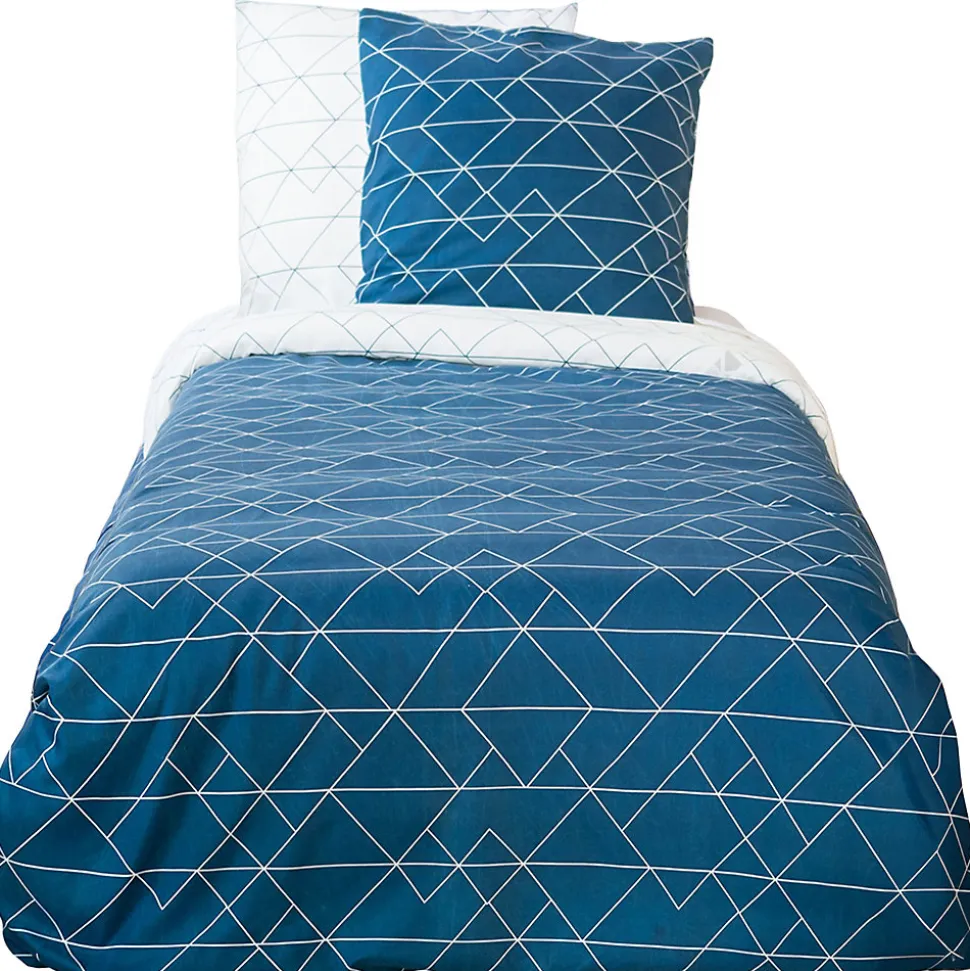 Parure de lit 140x200 cm microfibre LIST bleu 2 pièces