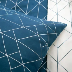 Parure de lit 140x200 cm microfibre LIST bleu 2 pièces