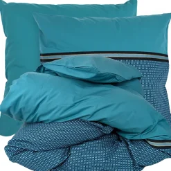 Parure de lit 260x240 cm percale de coton GUSTAV vert Emeraude 3 pièces