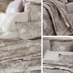 Parure de lit 140x200 cm satin de coton CAYENNE beige Ficelle 2 pièces