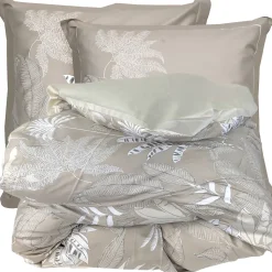 Parure de lit 140x200 cm satin de coton CAYENNE beige Ficelle 2 pièces