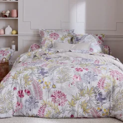 Parure de lit 200x200 cm satin de coton ANAÏS multicolore 3 pièces taies 50x70 cm