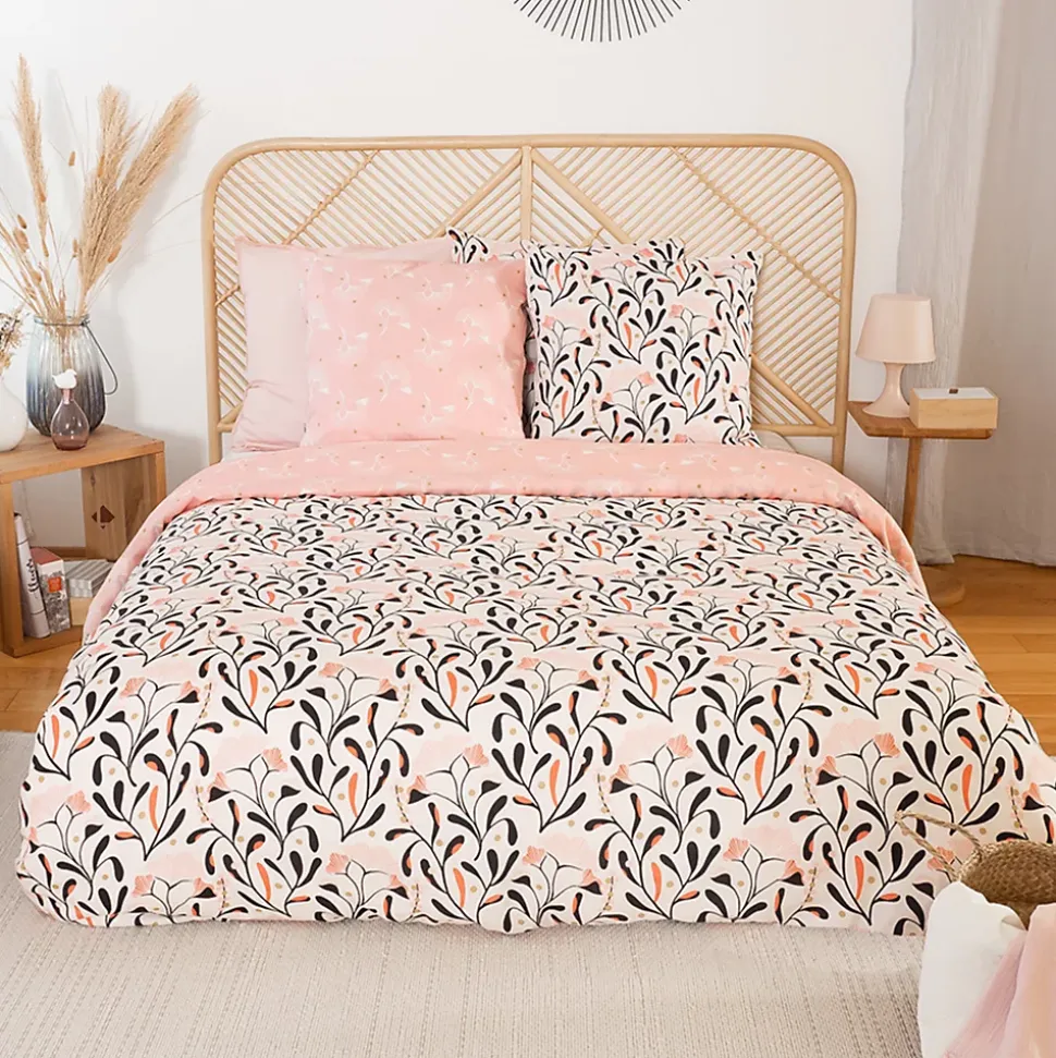 Parure de lit 260x240 cm Satin de coton JOY Rose 3 pièces