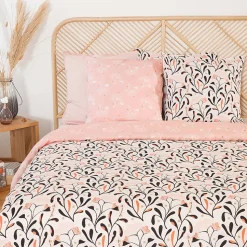 Parure de lit 260x240 cm Satin de coton JOY Rose 3 pièces