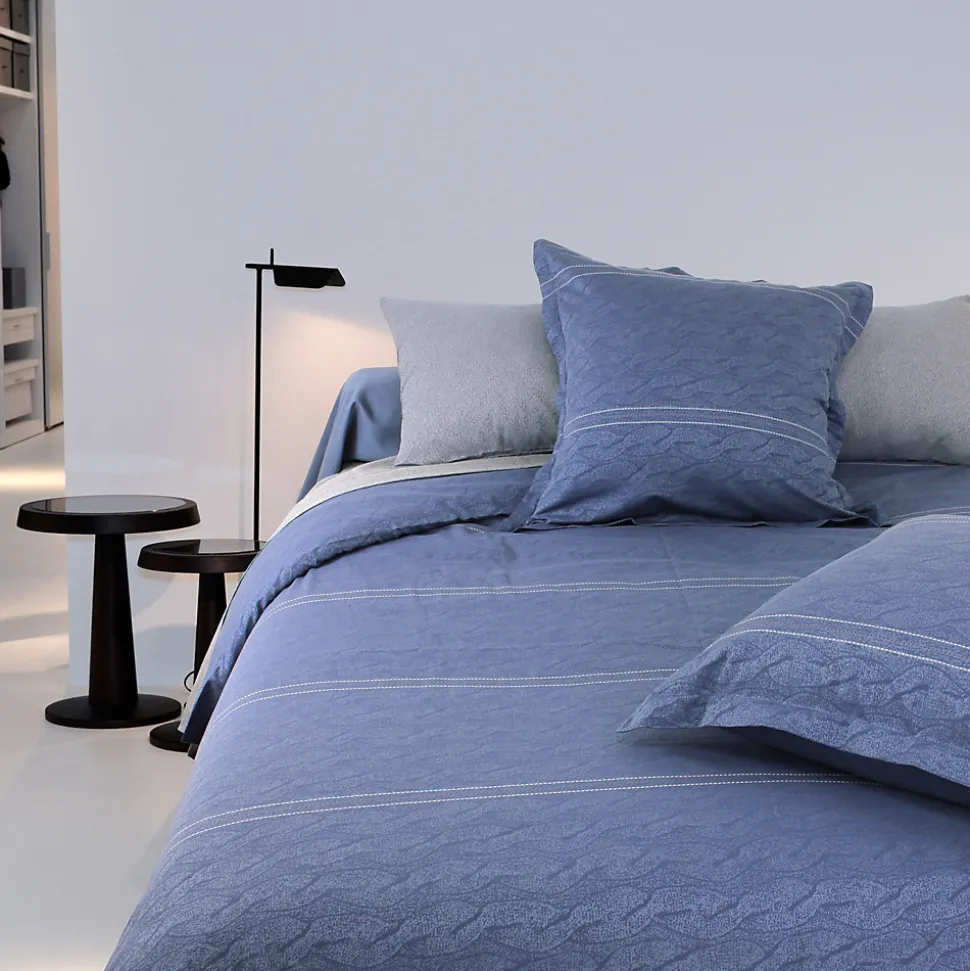 Parure de lit 240x220 cm Satin de coton VENDOME Bleu foncé