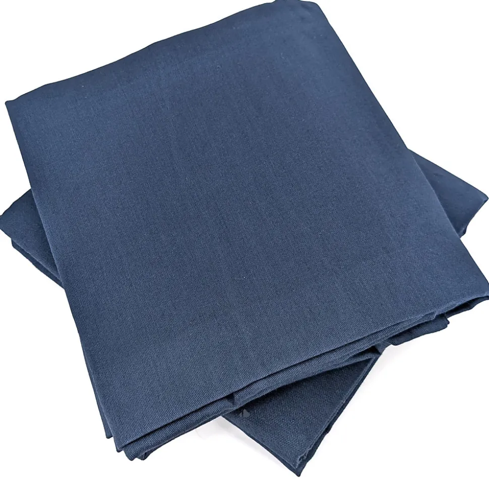 Parure de lit 240x220 cm satin de coton SAPRI bleu indigo 3 pièces