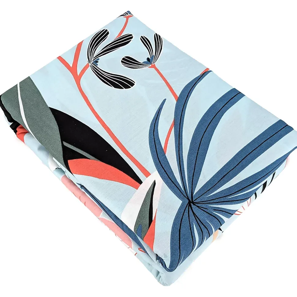 Parure de lit 240x220 cm Satin de coton PAYA Bleu 3 pièces