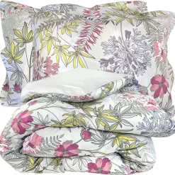 Parure de lit 240x220 cm satin de coton ANAÏS multicolore 3 pièces taies 50x70 cm