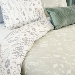 Parure de lit 240x220 cm Satin de coton SUSIE Vert 3 pièces