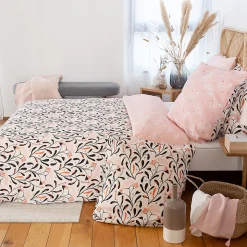 Parure de lit 240x220 cm Satin de coton JOY Rose 3 pièces