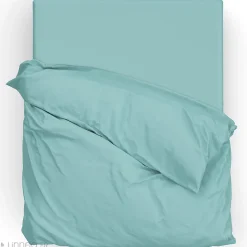 Parure de lit 240x220 cm satin de coton SAPRI vert céladon 3 pièces