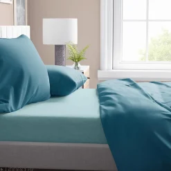 Parure de lit 240x220 cm satin de coton SAPRI vert céladon 3 pièces