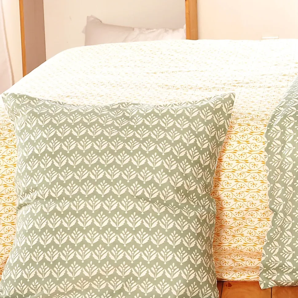 Parure de lit 260x240 cm Satin de coton ORIENT Vert 3 pièces