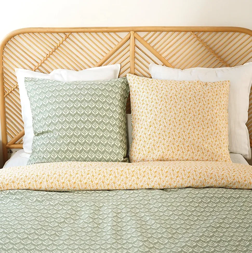 Parure de lit 260x240 cm Satin de coton ORIENT Vert 3 pièces