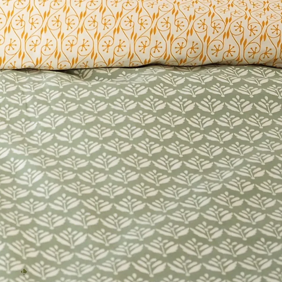 Parure de lit 260x240 cm Satin de coton ORIENT Vert 3 pièces