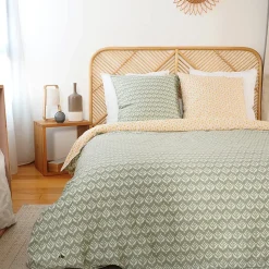 Parure de lit 260x240 cm Satin de coton ORIENT Vert 3 pièces