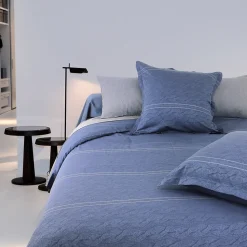 Parure de lit 260x240 cm Satin de coton VENDOME Bleu foncé