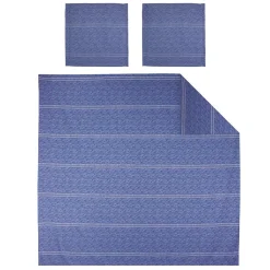 Parure de lit 260x240 cm Satin de coton VENDOME Bleu foncé