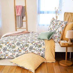 Parure de lit 240x220 cm Satin de coton WAYAN Vert 3 pièces