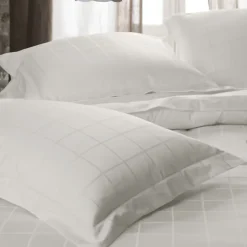 Parure de lit 280x240 cm set 50x70 satin CONCERTO rayures beige Craie