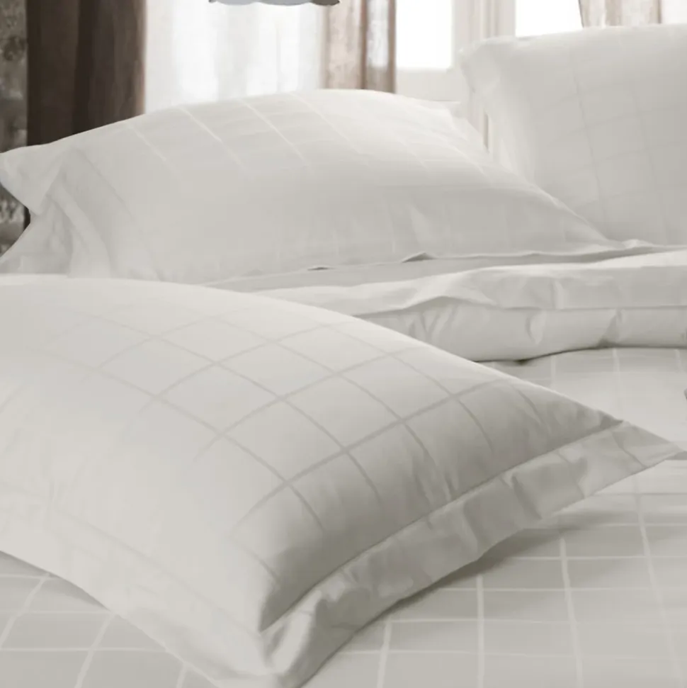 Parure de lit 280x240 cm set 50x70 satin CONCERTO rayures beige Craie