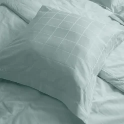 Parure de lit 280x240 cm set 65x65 satin CONCERTO carreaux vert Lichen