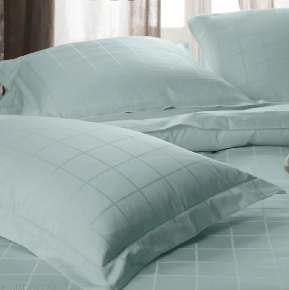 Parure de lit 280x240 cm set 65x65 satin CONCERTO rayures vert Lichen