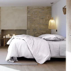 Parure de lit 240x220 cm set 65x65 cm percale MANOIR gris Perle