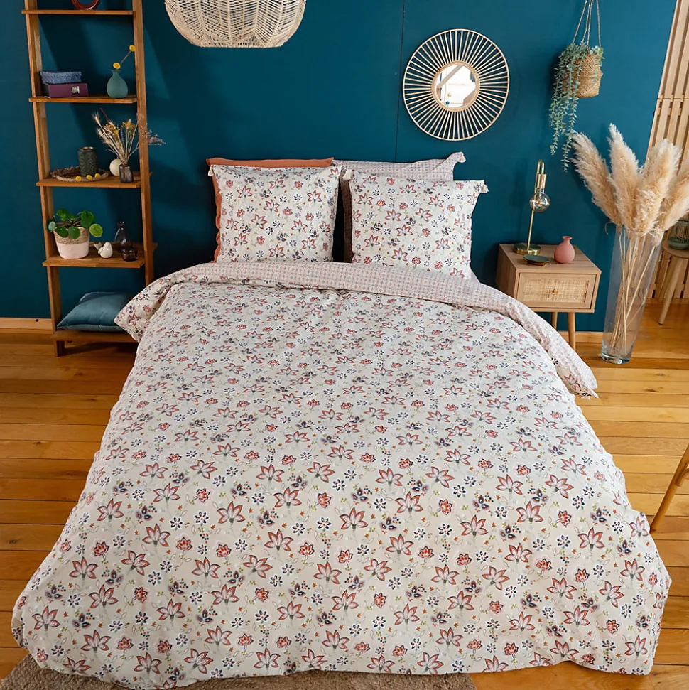 Parure de lit 260x240 cm set 63x63 cm DENIA coton