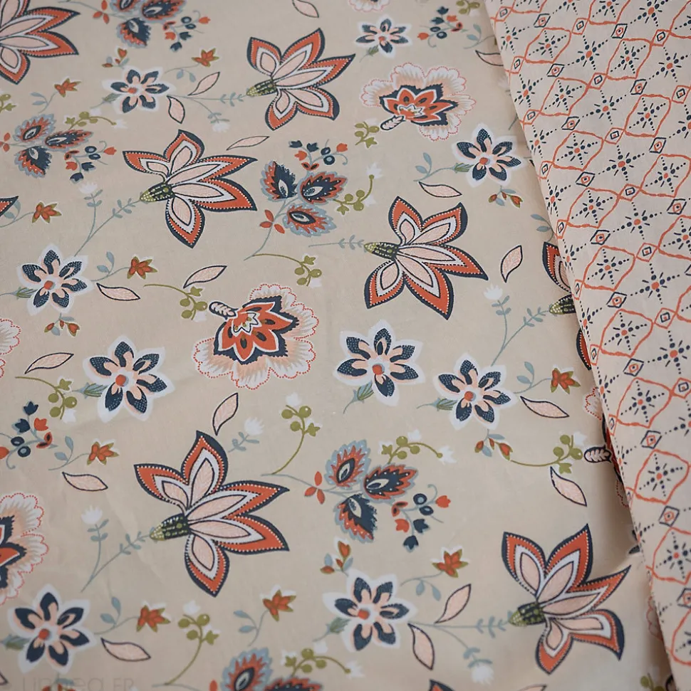 Parure de lit 260x240 cm set 63x63 cm DENIA coton