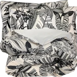 Parure de lit 260x240 cm taies 50x70 cm percale de coton ALBA beige/noir 3 pièces