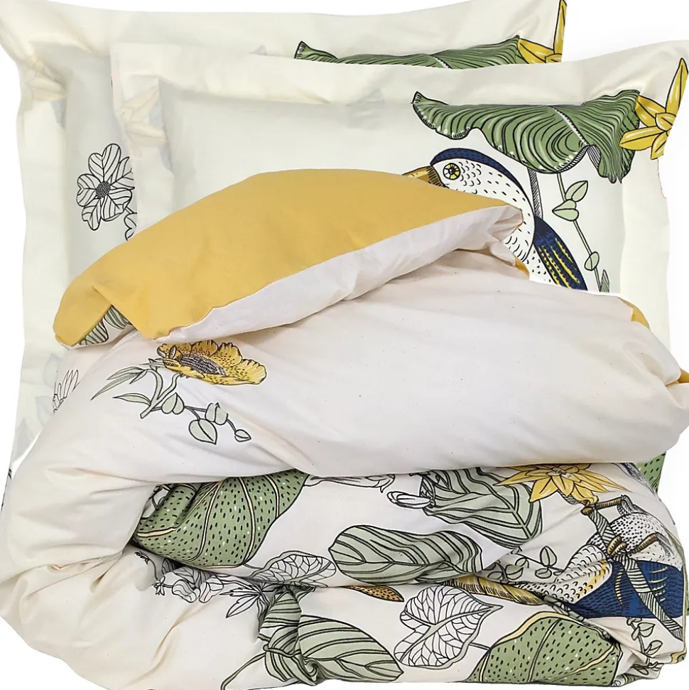 Parure de lit 240x220 cm 65x65 cm coton TOCO vert 3 pièces