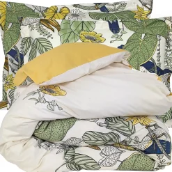 Parure de lit 260x240 cm 50x70 cm coton TOCO vert 3 pièces