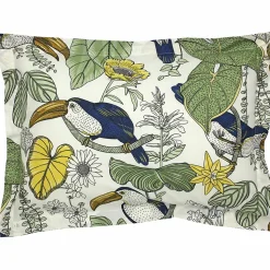 Parure de lit 260x240 cm 50x70 cm coton TOCO vert 3 pièces