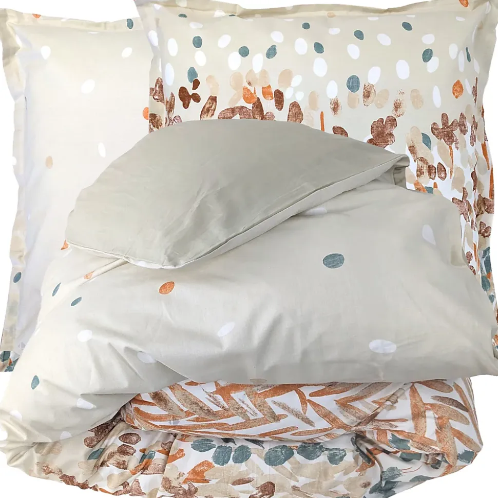 Parure de lit 280x240 cm 65x65 cm coton ÉVASION pêche 3 pièces