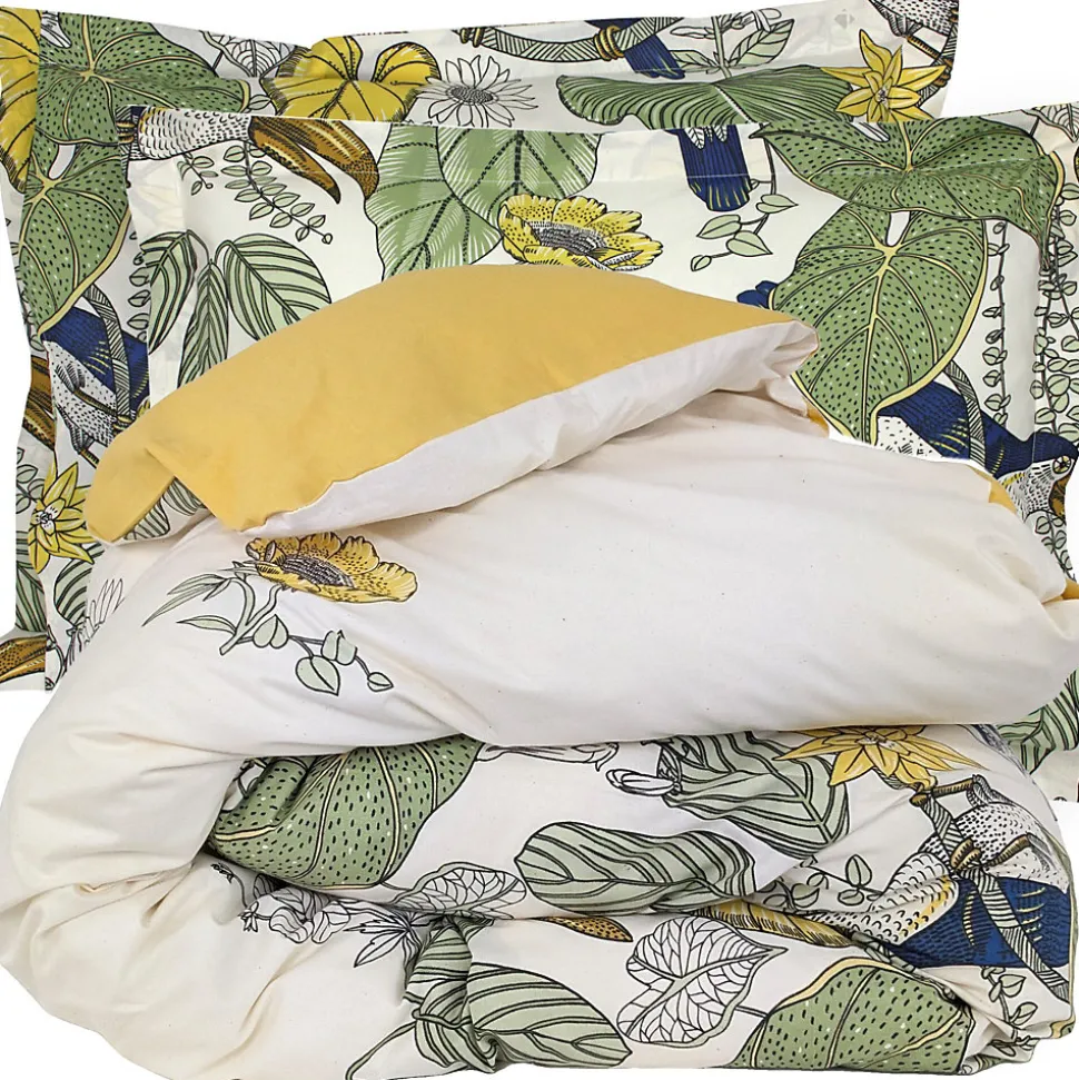 Parure de lit 140x200 cm 50x70 cm coton TOCO vert 2 pièces