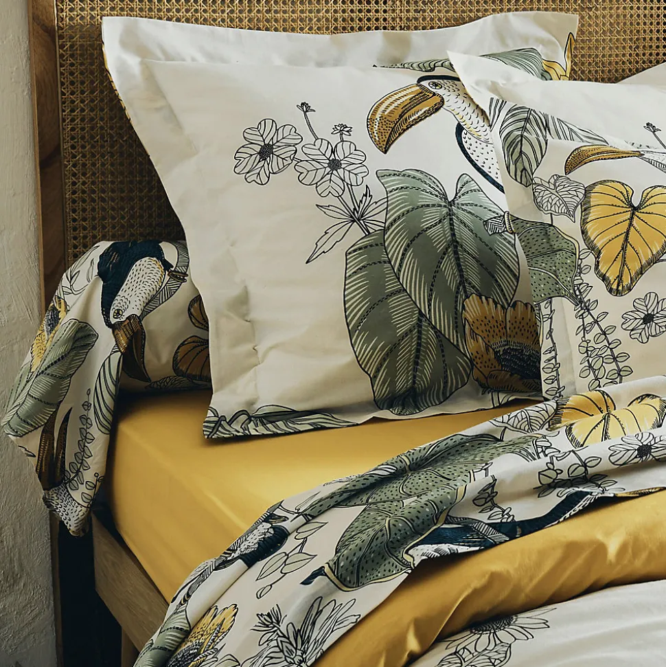 Parure de lit 140x200 cm 65x65 cm coton TOCO vert 2 pièces