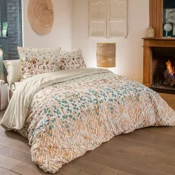 Parure de lit 200x200 cm 65x65 cm coton ÉVASION pêche 3 pièces