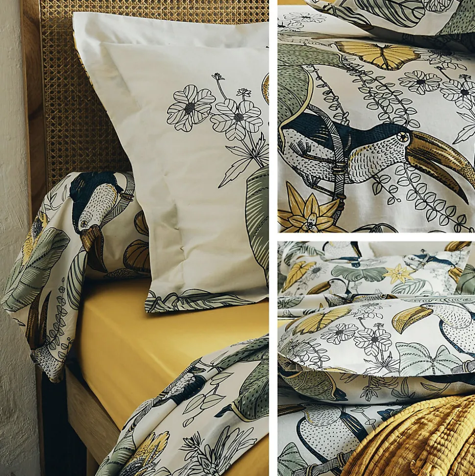 Parure de lit 200x200 cm 65x65 cm coton TOCO vert 3 pièces