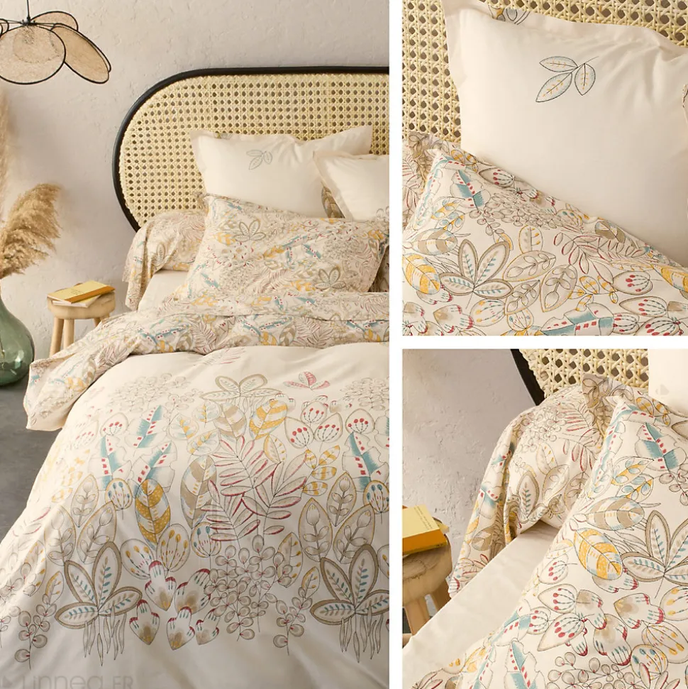 Parure de lit 200x200 cm 50x70 cm coton OKY écru Naturel 3 pièces