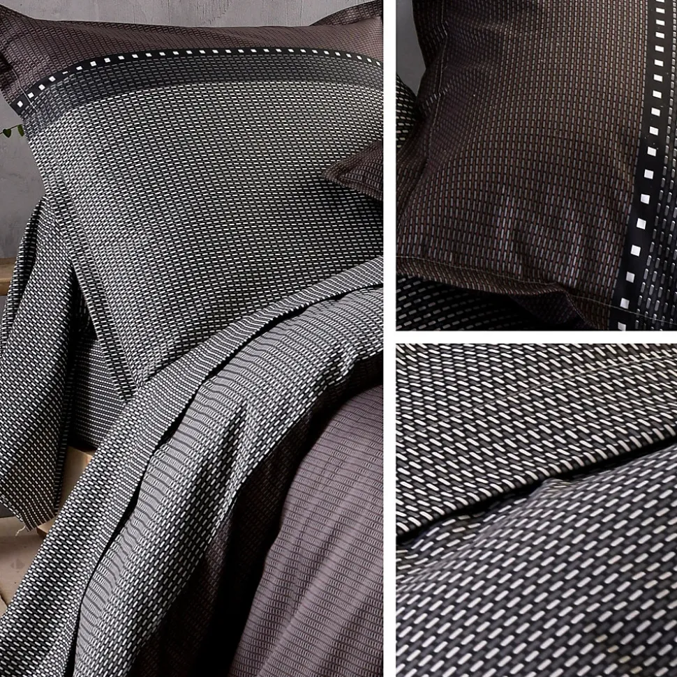 Parure de lit 140x200 cm 50x70 cm en satin de coton ENZO noir