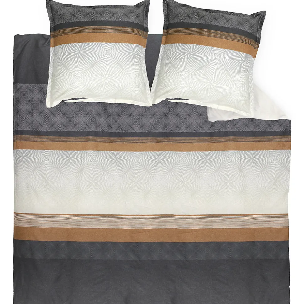 Parure de lit 280x240 cm 50x70 cm en satin de coton TIAGO noir