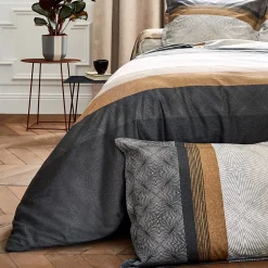 Parure de lit 200x200 cm 50x70 cm en satin de coton TIAGO noir