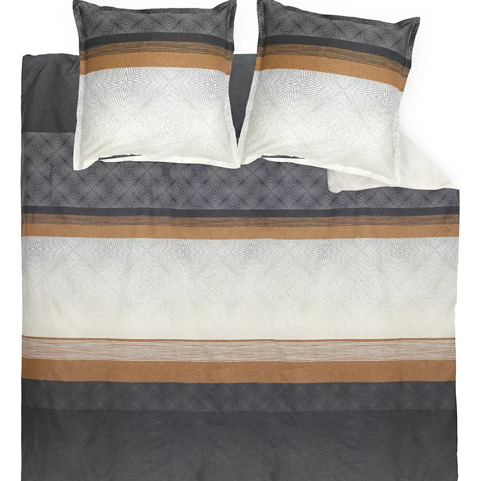 Parure de lit 200x200 cm 50x70 cm en satin de coton TIAGO noir