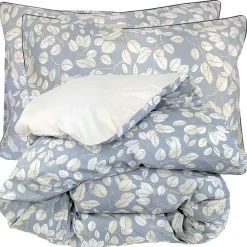 Parure de lit 280x240 cm 50x70 cm percale de coton LISON Gris 3 pièces