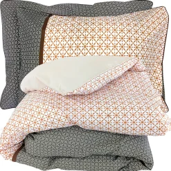 Parure de lit 300x240 cm 50x70 cm percale GABIN marron Epice 3 pièces