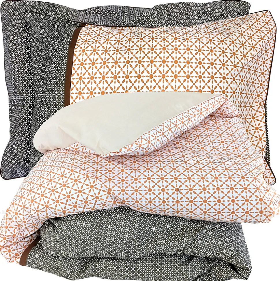 Parure de lit 300x240 cm 50x70 cm percale GABIN marron Epice 3 pièces